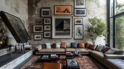Fototapeta premium Pyramid adorned with historic wall art