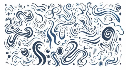 Decorative Elements in the Form of Abstract Doodle Shapes