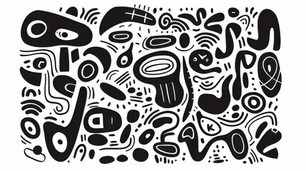 Decorative Elements in the Form of Abstract Doodle Shapes
