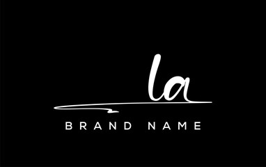 LA letter beauty handwriting vector logo.