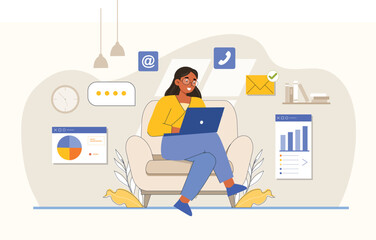 Seamless remote working illustrated with a modern home office setup.