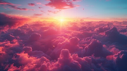 Fototapeta premium dark navy blue-navy blue-bright fuchsia pink hyper realistic mysterious professional photo dark navy blue-bright pink fuchsia stunning lucid dream sunrise among the beautiful clouds