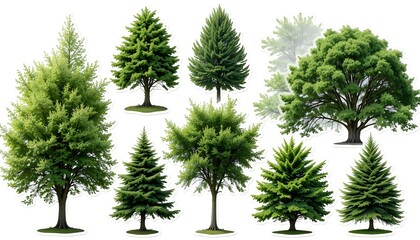 Collection of Isolated Trees with Cutout Path for Design and Creative Projects