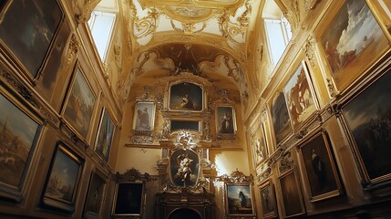 Obraz premium Pyramid adorned with ornate historic paintings