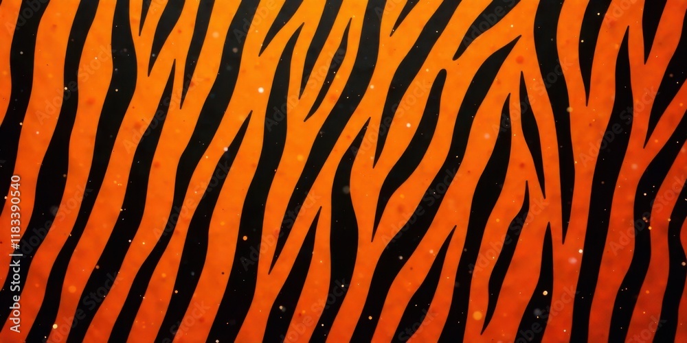 Poster orange and black tiger stripe pattern with sparkling dust