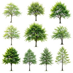 Fototapeta premium Collection of Isolated Trees with Cutout Path for Design and Creative Projects