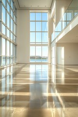 Obraz premium Spacious Modern Gallery Features High Ceilings and Natural Light Ideal for Art Exhibits and Creative Displays