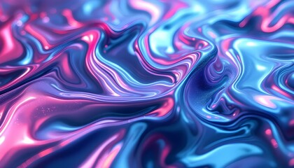 An abstract liquid background with swirling pink and blue hues, highlighting a dynamic interaction of colors in a fluid design