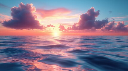 Fototapeta premium Serene Sunset Over Calm Ocean Waves