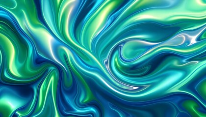 Obraz premium A smooth abstract background in shades of green and gold, accented with blue, evoking a sense of movement and elegance