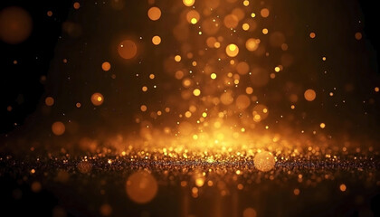 Sparkling water drops with glass and light particles on a bright winter night backdrop