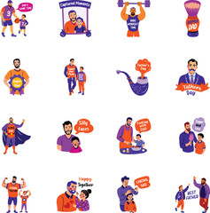 Pack of Dad Love Flat Style Stickers

