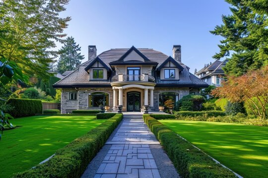 A Luxury house in nice suburb in the north America architecture outdoors driveway.