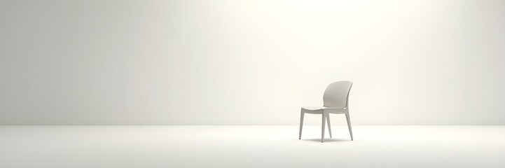 A lone chair with modern Scandinavian design placed in an empty white room