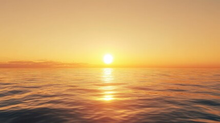 Stunning view of the sun just above the horizon, bathing Scandinavian fjords in golden hues, no people, ample copy space