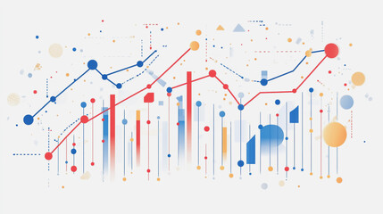 Abstract white background with Colorful charts and graphs with statistics to innovative analyze business potential and forecast future development of companies growth.