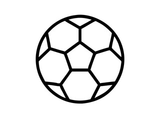 Fototapeta premium soccer ball, simple black and white illustration, geometric pattern, hexagons and pentagons, iconic sports equipment, minimalist design, clean lines, spherical shape, classic football, vector graphic 
