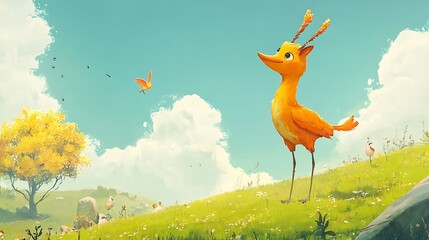 Naklejka premium Whimsical and creative fantasy animals in 2D animation