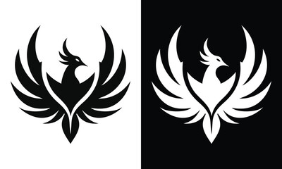 Flying phoenix bird with open wings. Phoenix logo. Logo Vector. Stylized phoenix bird. Phoenix abstract logo.
