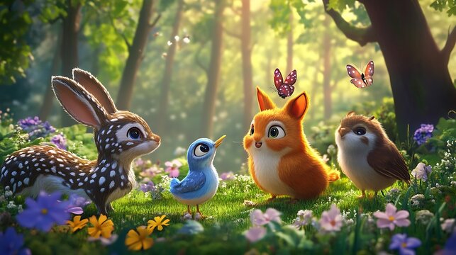 Whimsical and colorful imaginary animals in children's animation