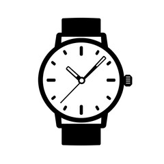 Simple black and white wristwatch icon.