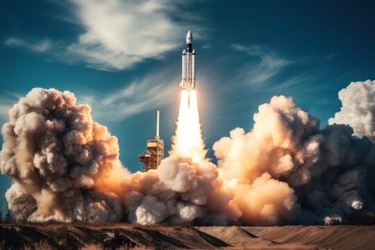 Rocket missile smoke sky.