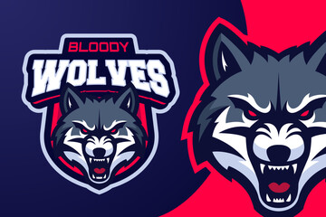 Angry Wolf Mascot Character Logo for Esport Team or Game Tournament