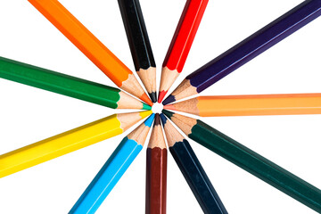 Naklejka premium set color pencils on white background