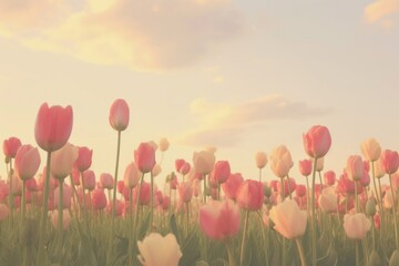 Tulips landscape sky backgrounds outdoors.