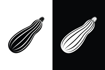 Zucchini Vegetable Clipart. Isolated Black Line Art for Organic Branding