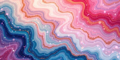 Obraz premium Abstract Swirling Hues of Pink, Blue, and Gold with Glittering Texture