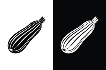 Zucchini Vegetable Icon. Bold Silhouette Vector Illustration in Black & White