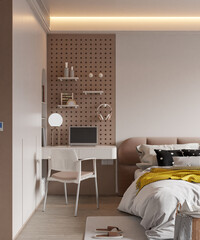 Interior Kids Room Wall Mockup - 3d rendering, 3d illustration