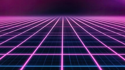 Matrix abstract background concept. A vibrant retro grid background featuring neon pink and blue colors with depth.