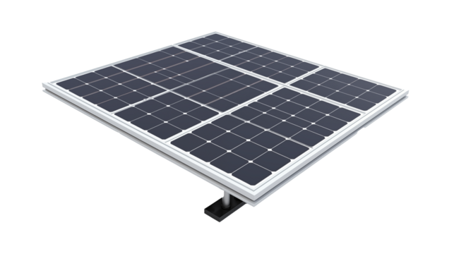 Photovoltaic system showing solar panels against a clean background, representing renewable energy, sustainability, and modern technology in clean design	