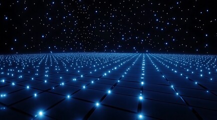 Abstract  black background with blue pixelated squares