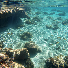 Obraz premium Underwater Scene with Lagoon Background