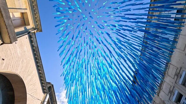 Abstract Rain Art Installation in Libourne