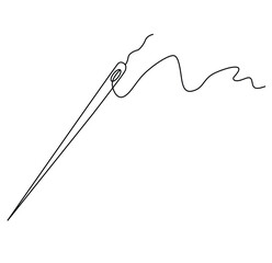 Cute cartoon hand drawn vector Needle and thread coloring page.