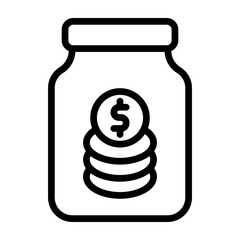 Savings Jar Vector Line Icon Design