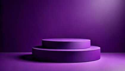 Textured purple two-tiered platform on matching backdrop with soft, focused lighting.