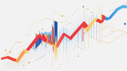 Obraz premium Abstract white background with Colorful charts and graphs with statistics to innovative analyze business potential and forecast future development of companies growth.