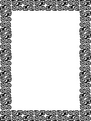 Black and white silhouette frame with decorative flowers. Vector clip art.