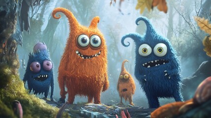 Creative and vibrant monsters in a whimsical children's animation