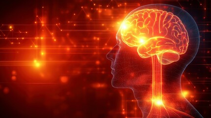 Digital art showing a head silhouette with a fading brain glow, symbolizing the mental fog and emotional challenges associated with depression