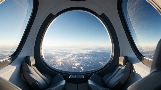 Experience breathtaking views from a spacecraft window high above Earth