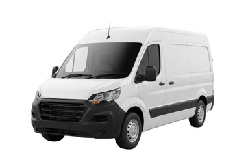 White Cargo Van isolated on white background, no depth of field, sharp.