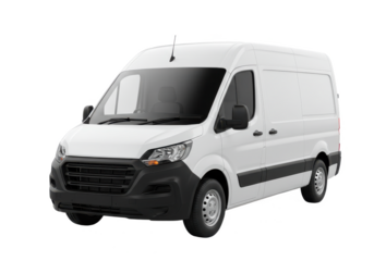 White Cargo Van isolated on white background, no depth of field, sharp.