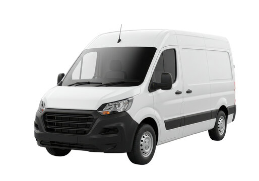 White Cargo Van isolated on white background, no depth of field, sharp.