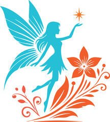 Magical Fairy Silhouette Illustration
